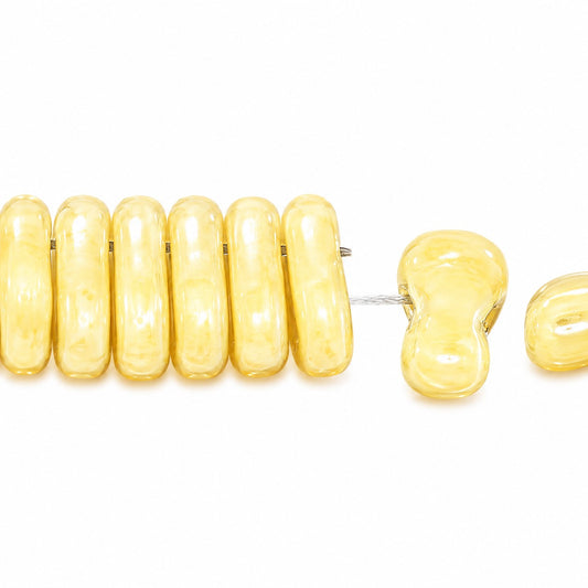 2-Hole Pressed Beads, Opaque Beige 20601 (13010-20601), Glass, Czech Republic