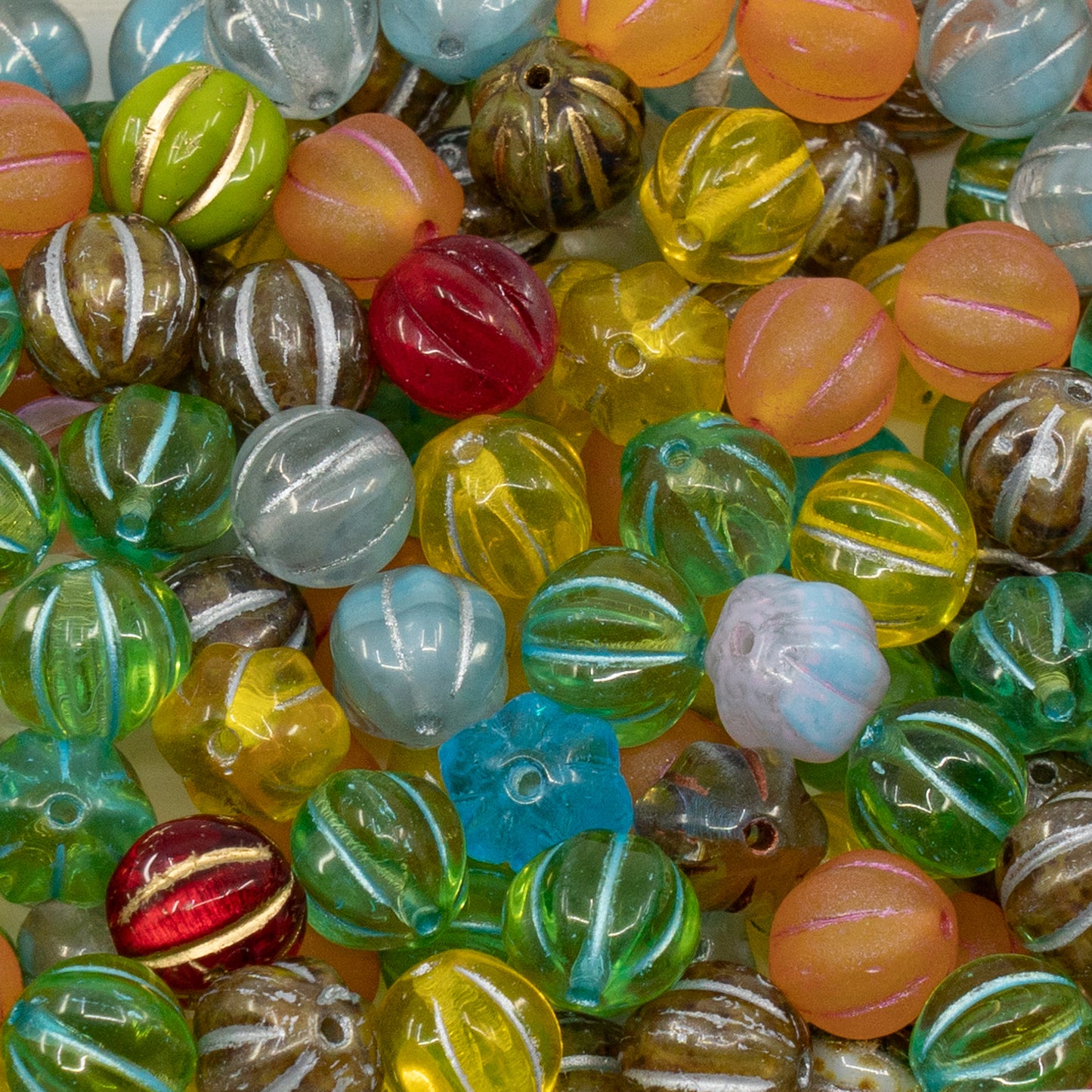 OUTLET 250g/50g Melon Beads, 8 x 8 mm, Mixed Colors (mix), Glass, Czech Republic