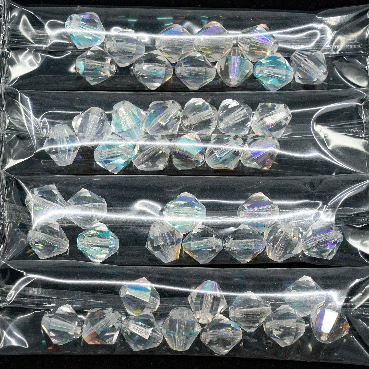OUTLET 10 grams Faceted Bicone Beads, 10 x 10 mm, Crystal Ab (00030-28701), Glass, Czech Republic