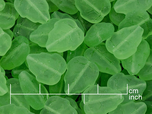 OUTLET 10 grams Pressed Beads Leaves, 15 x 12 mm, Transparent Green Matte (50500-84110), Glass, Czech Republic