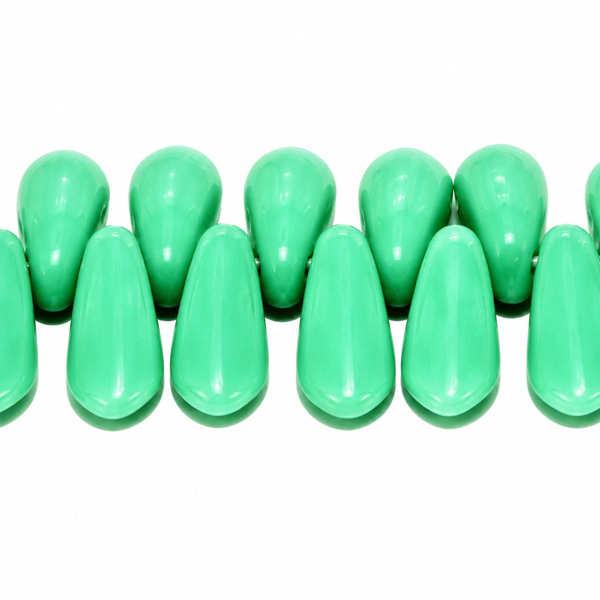 Dagger Beads, Opaque Green (53130), Glass, Czech Republic