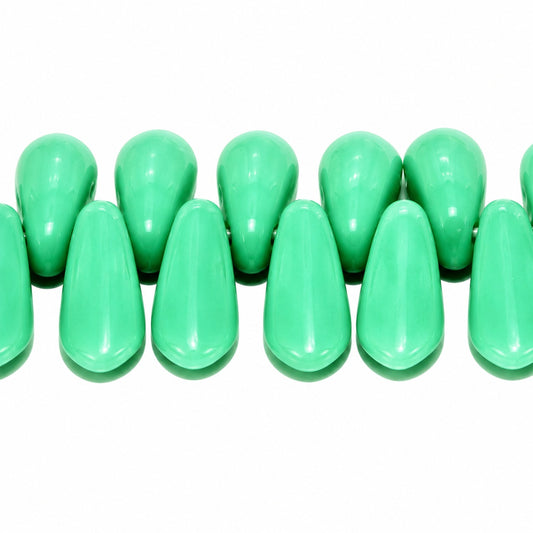 Dagger Beads, Opaque Green (53130), Glass, Czech Republic