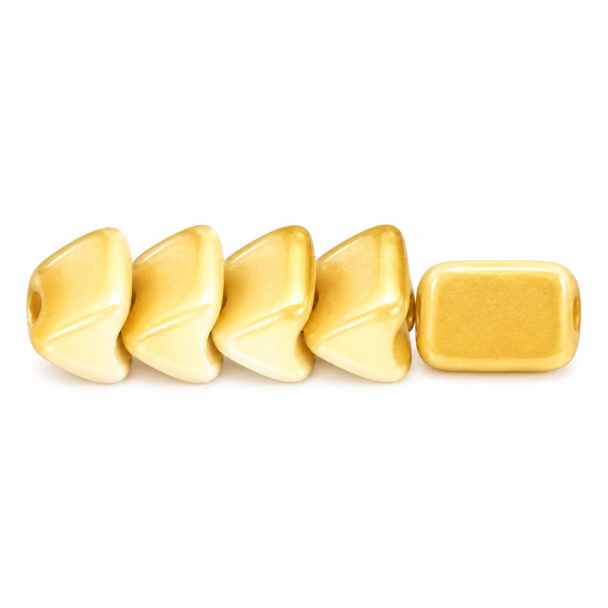 Dome Beads With Middle Hole, White 23901 (02010-23901), Glass, Czech Republic