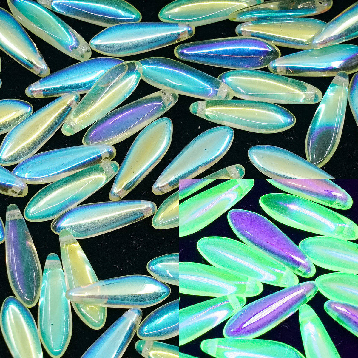 OUTLET  grams Dagger Beads, 5 x 16 mm, Transparent Yellow Ab (80130-28701), Glass, Czech Republic