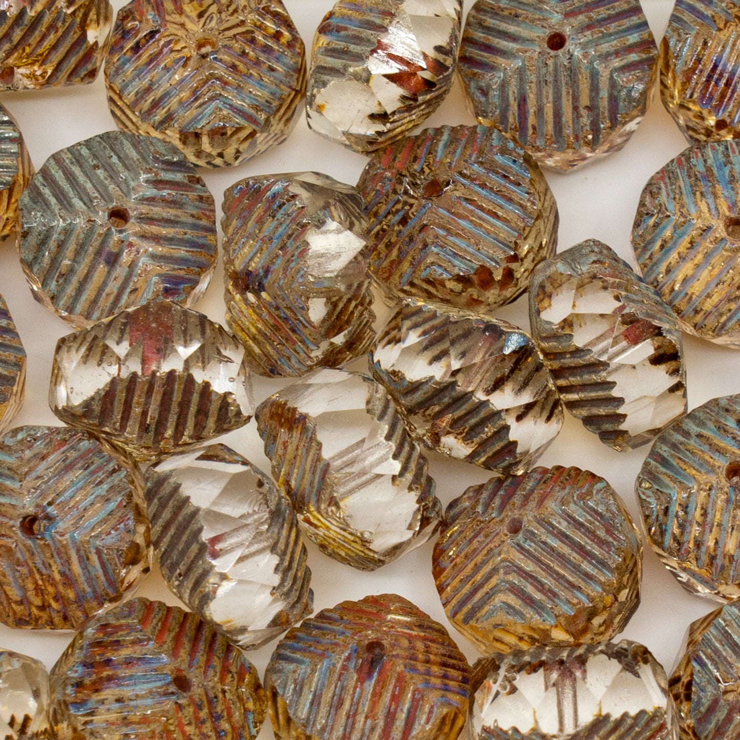 アウトレット ファセット加工スペシャルロンデルビーズ 10グラム ファイアポリッシュ 10 x 14 mm クリスタルステインストロング (00030-86805) ガラス製 日本製