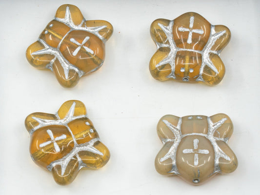 奥特莱斯 10克蜘蛛珠，20 x 20毫米，蛋白石橙色镀银 (11000-54201)，玻璃，捷克共和国