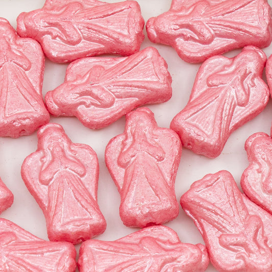 OUTLET 250g/50g Angel Beads, 23 x 13 mm, White Pastel Pearl Pink (02010-77794), Glass, Czech Republic