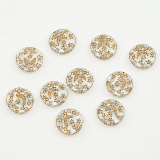 OUTLET 10 grams Pressed Beads, 13 x 13 mm, Crystal Gold Lined (00030-54302), Glass, Czech Republic