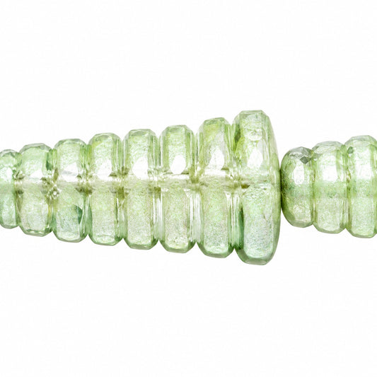 Cone Beads - Hole Through The Whole Bead, Chalk White Luster Green Full Coated (03000-14457), Glass, Czech Republic