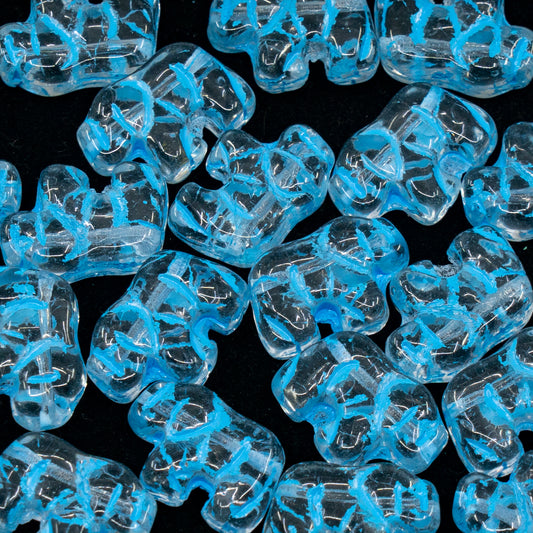 OUTLET 250 grams Small Elephant Beads, 15 x 11 mm, Crystal Blue Lined (00030-54323), Glass, Czech Republic