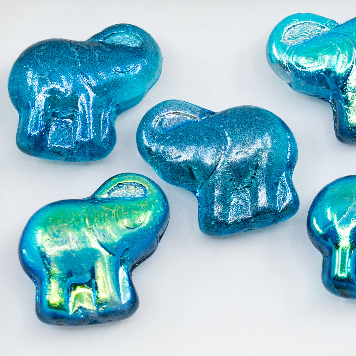 OUTLET 250g /50g Elephant Beads, 20 x 21 mm, Crystal Ab Glossy Turquoise Blue (00030-28701-48103), Glass, Czech Republic