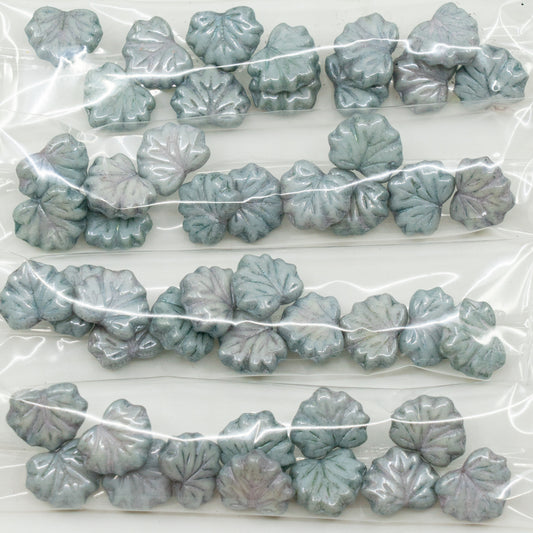 OUTLET 10 grams Maple Leaf Beads, Crystal Luster Green Full Coated B (00030-14457-B), Glass, Czech Republic