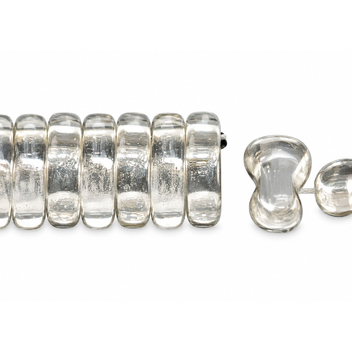 2-Hole Pressed Beads, Crystal (30), Glass, Czech Republic