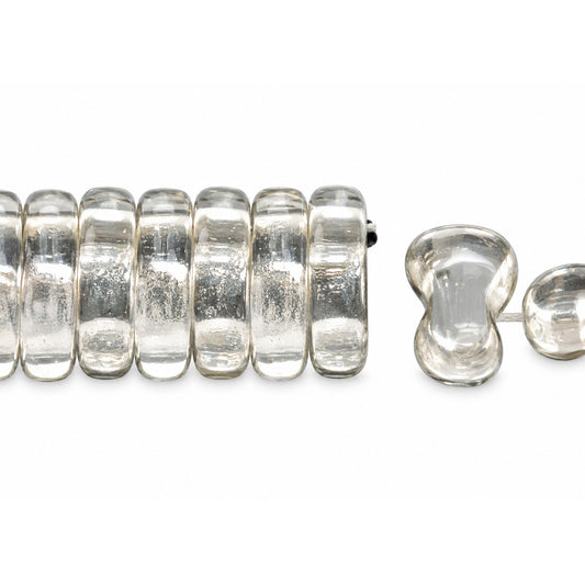 2-Hole Pressed Beads, Crystal (30), Glass, Czech Republic