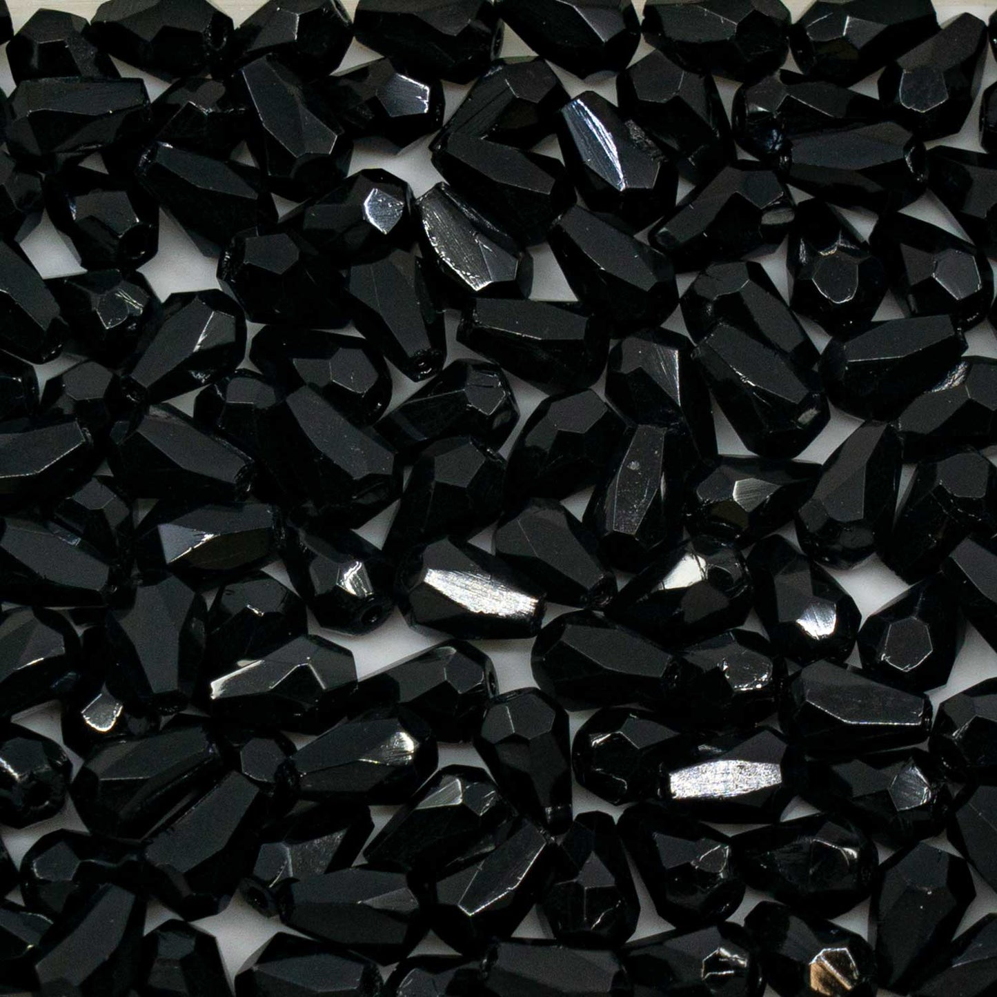 OUTLET 250g Pear Teardrop Beads Faceted Fire Polished, 7 x 5 mm, Black (00030-81800), Glass, Czech Republic