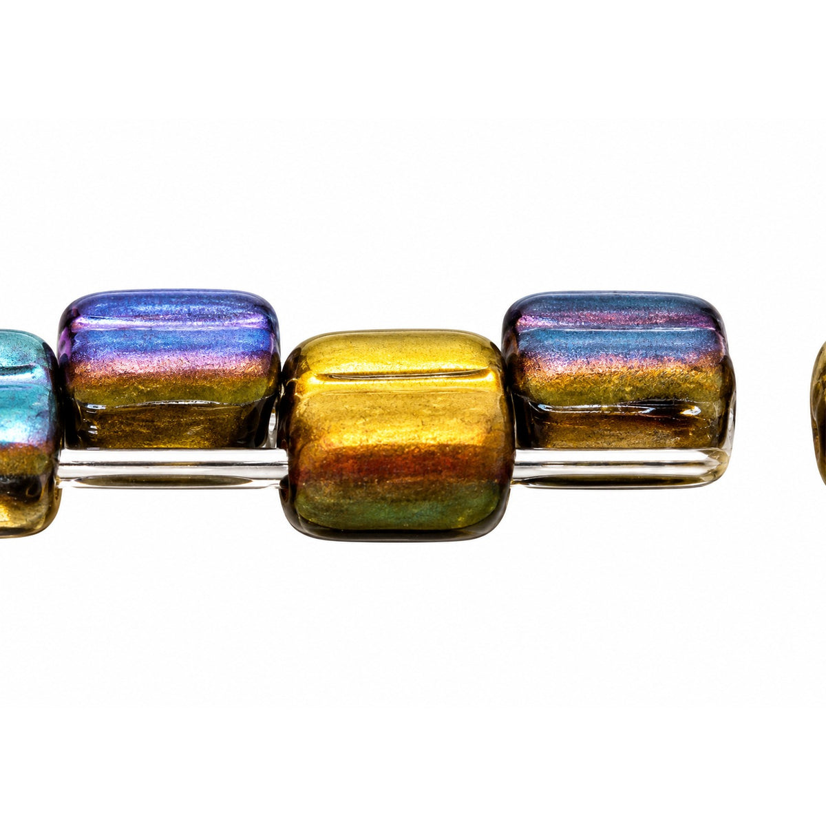 Silky 2-Hole Square Beads, Crystal 98857 (00030-98857), Glass, Czech Republic
