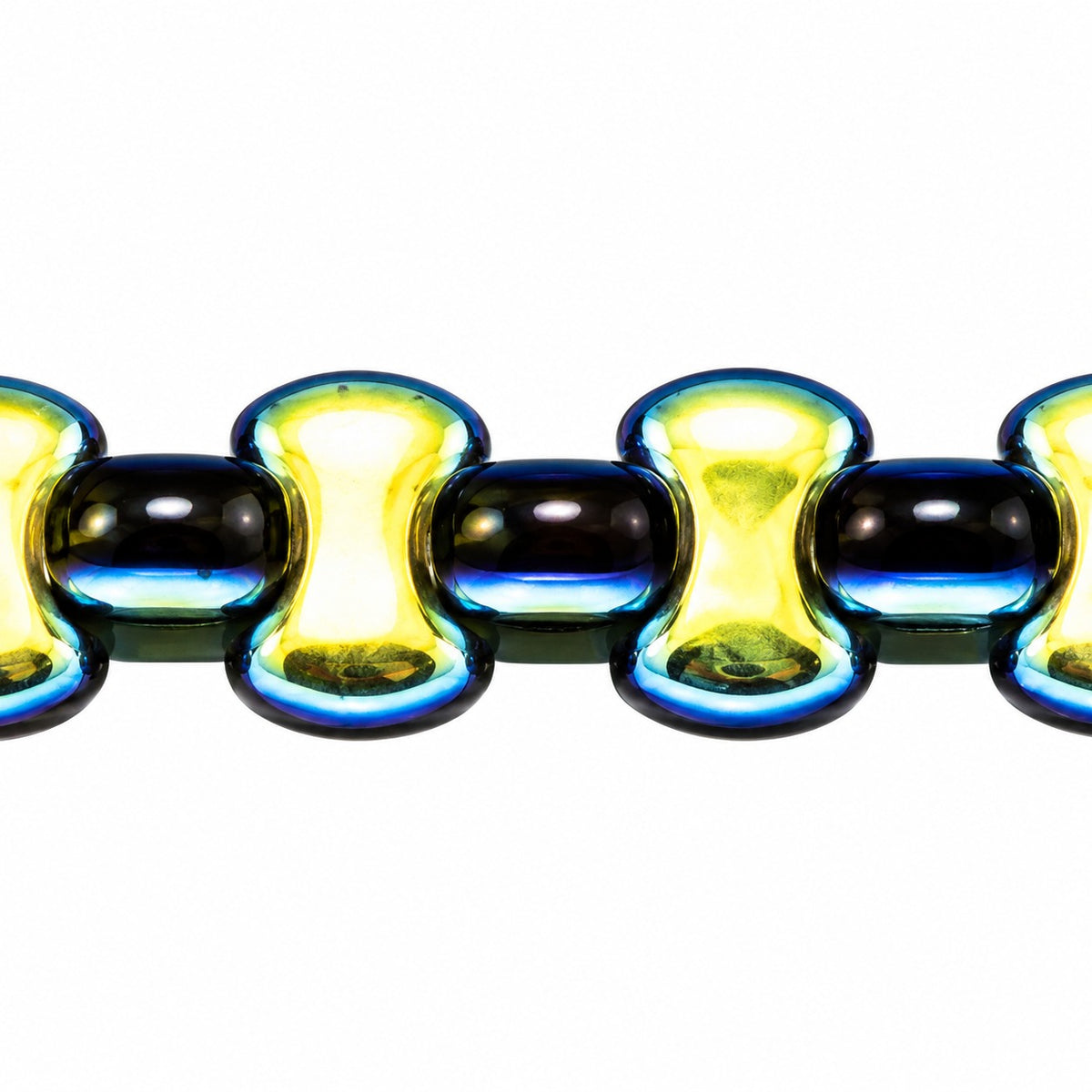 Shaped Pressed Beads, Black Ab Full (2X Side) (23980-28703), Glass, Czech Republic