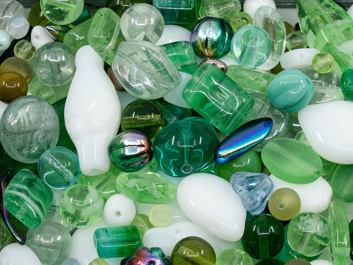 OUTLET Mix Of Unique Czech Bohemia Glass Pressed Beads,  mm, Glass, Czech Republic