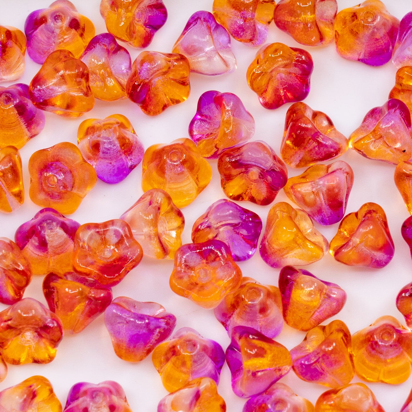 OUTLET 250g/50g Bell Flower Beads, 6 x 8 mm, Crystal 48016 (00030-48016), Glass, Czech Republic