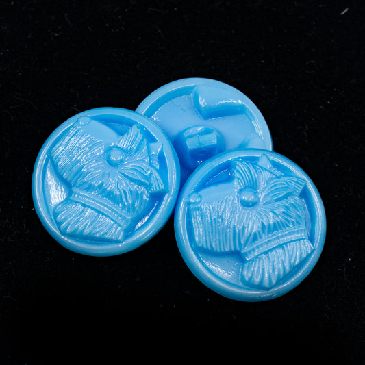 OUTLET 1 pcs Czech Glass Handmade Button, s10 x 22 mm, Sky Blue Dog (sky-blue-dog), Glass, Czech Republic