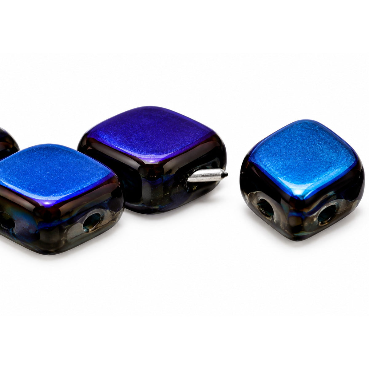 Silkt 2-Hole Beads, Black 22203 (23980-22203), Glass, Czech Republic