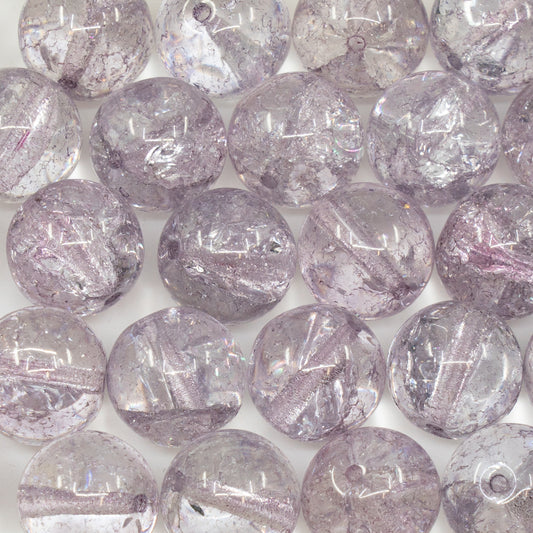 OUTLET 250g Round Druck Beads, 12 x 12 mm, Crystal Cracked Luster Lila (00030-85500-14494), Glass, Czech Republic