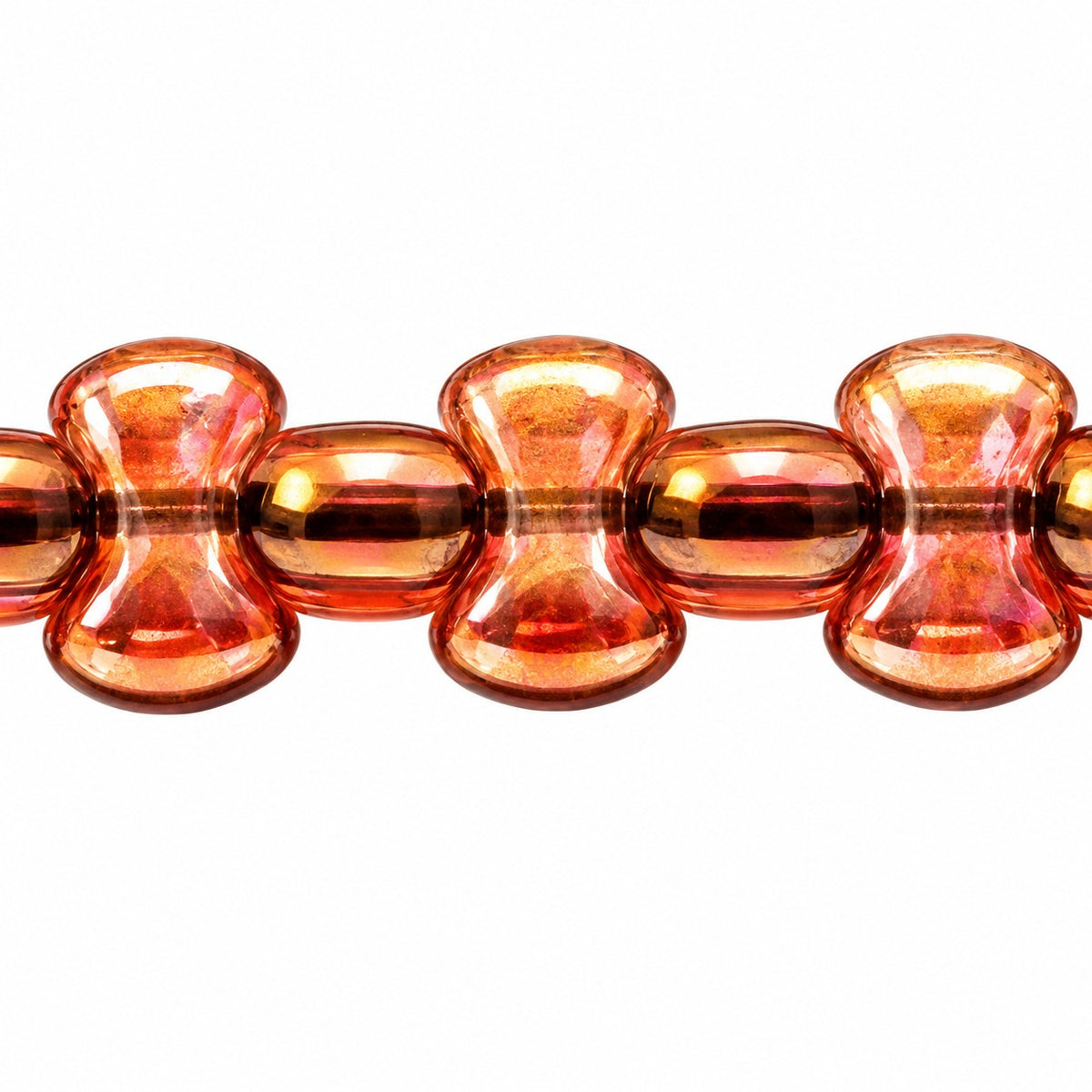 Shaped Pressed Beads, Crystal Stain With Luster Red (00030-65491), Glass, Czech Republic