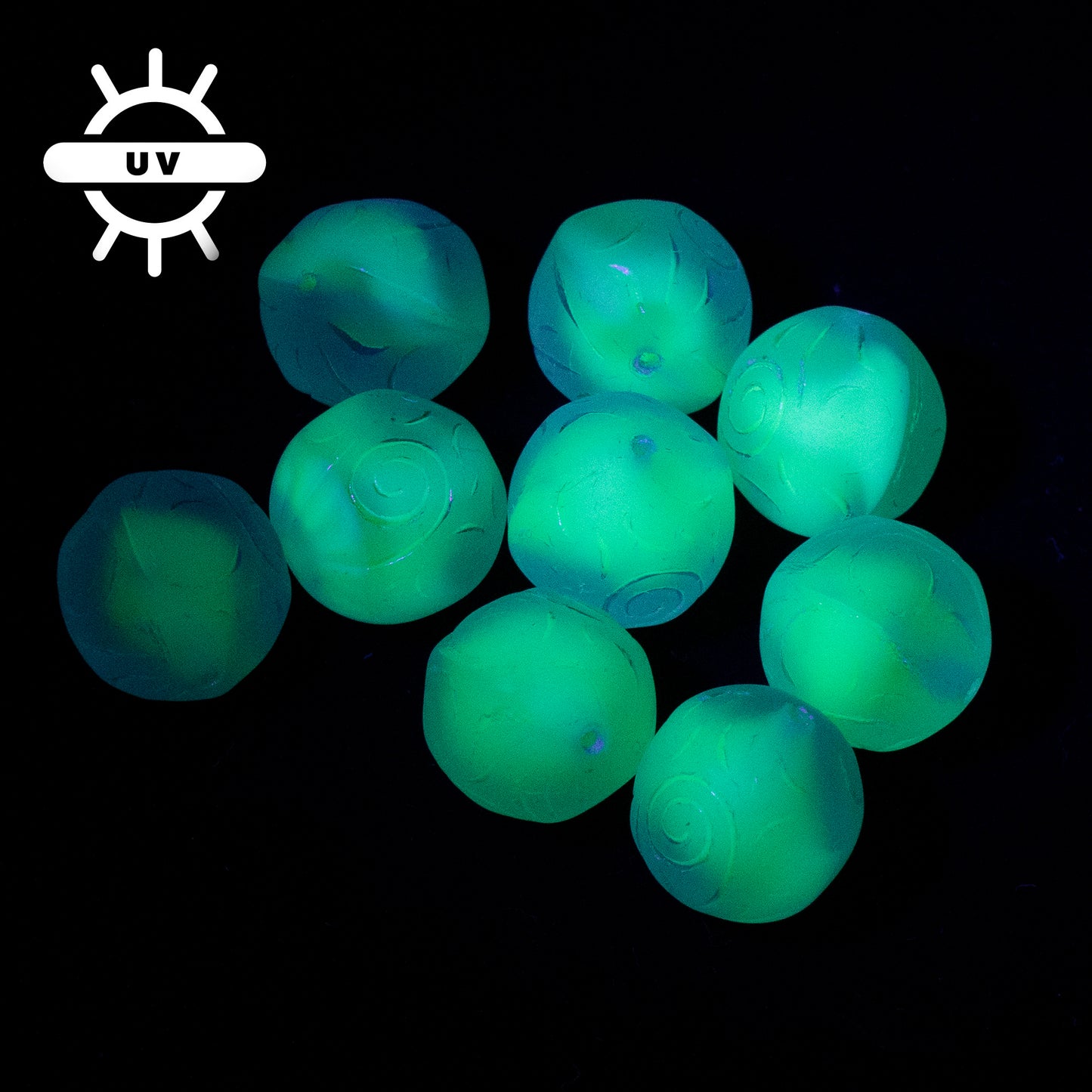 アウトレット 10グラム ラウンドビーズ（飾り付き）、16 x 16 mm、ティールマット（56218-84100）、ガラス、チェコ共和国