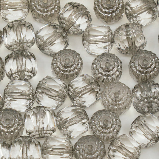アウトレット 10グラム カテドラルファセットファセットファイアポリッシュビーズ、10 x 10 mm、クリスタルプラチナ（00030-13702）、ガラス、チェコ共和国