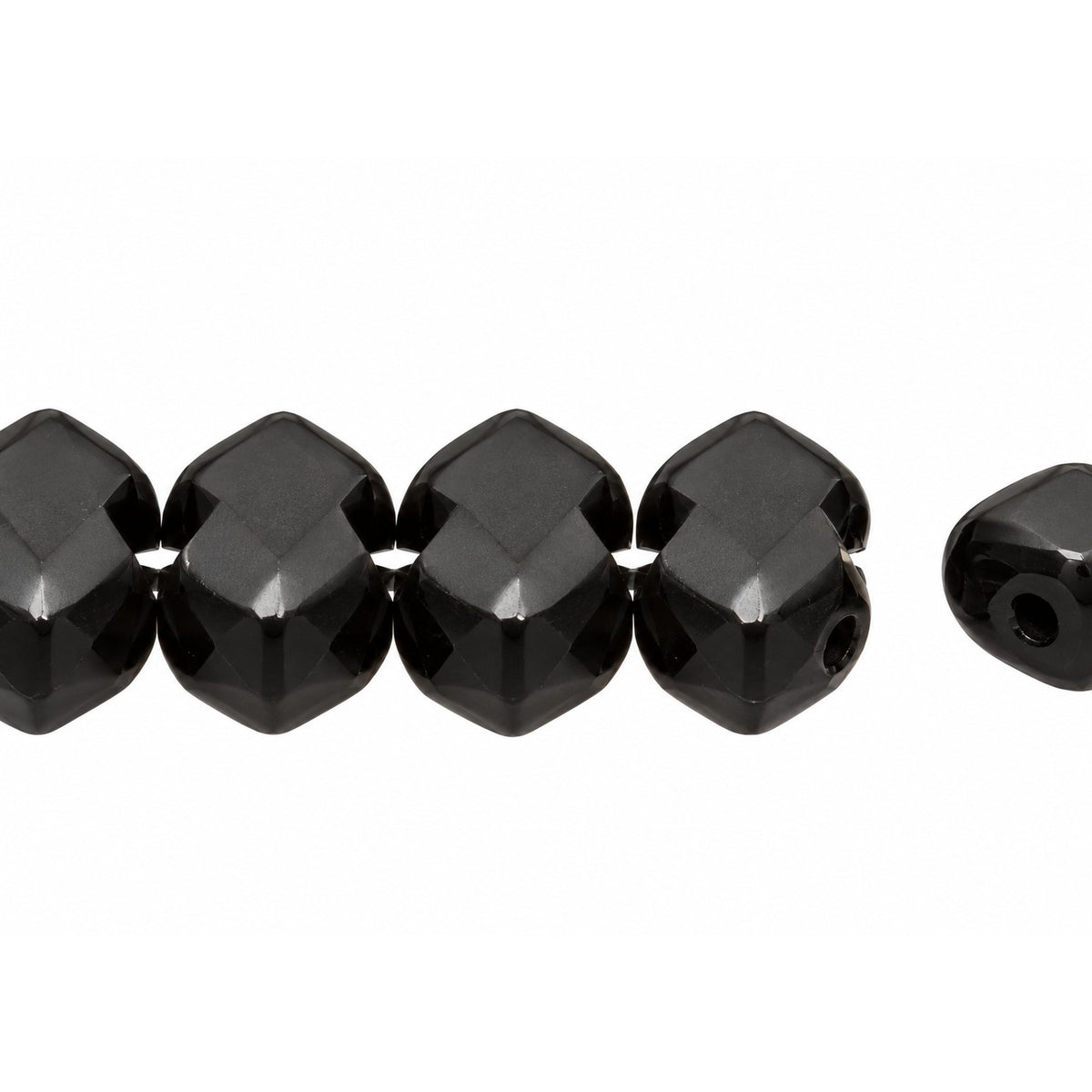3-Hole Pressed Beads, Black Matte (23980-84110), Glass, Czech Republic