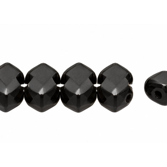 3-Hole Pressed Beads, Black Matte (23980-84110), Glass, Czech Republic