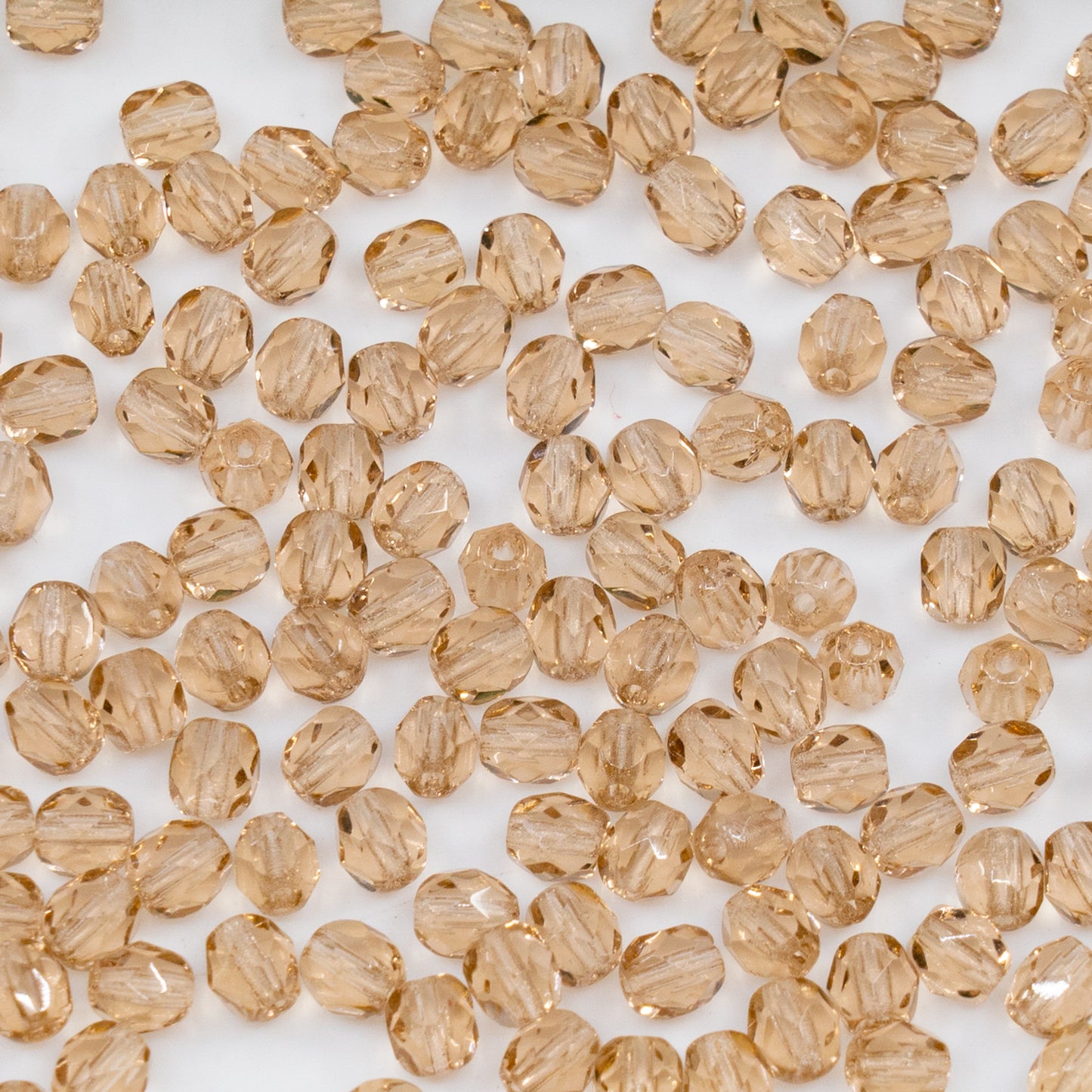 OUTLET 250g/50g Faceted Round Fire Polished Beads, 4 x 4 mm, Transparent Brown (10200), Glass, Czech Republic
