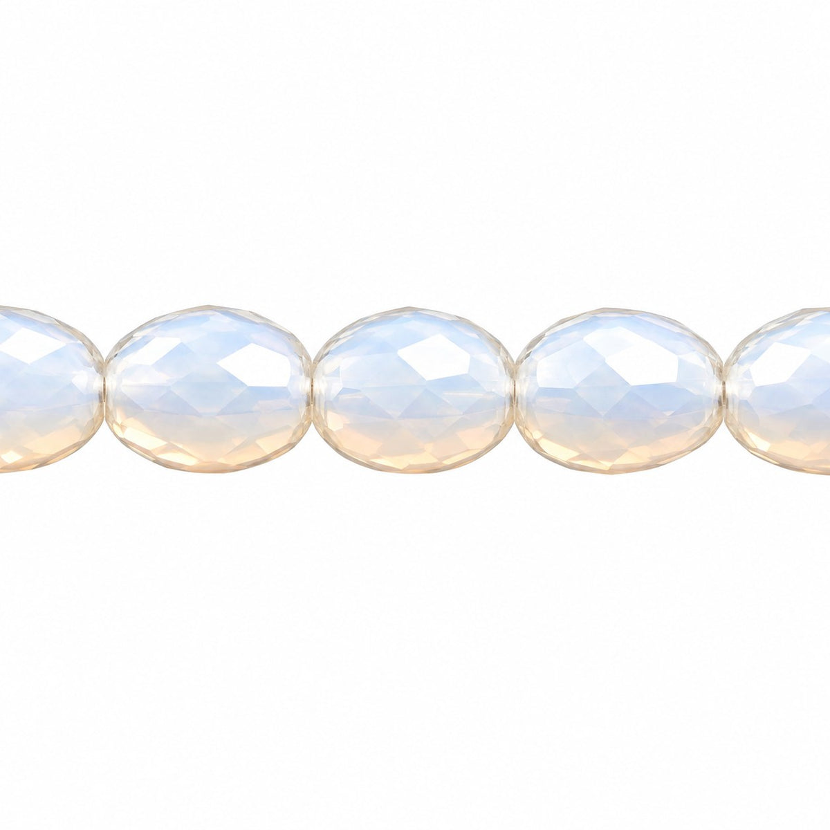 Oval Faceted Beads, Opal White (01000), Glass, Czech Republic