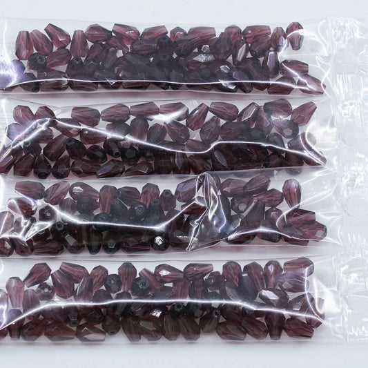 OUTLET 10 grams Pear Teardrop Beads Faceted Fire Polished, 7 x 5 mm, Purple (20090), Glass, Japan