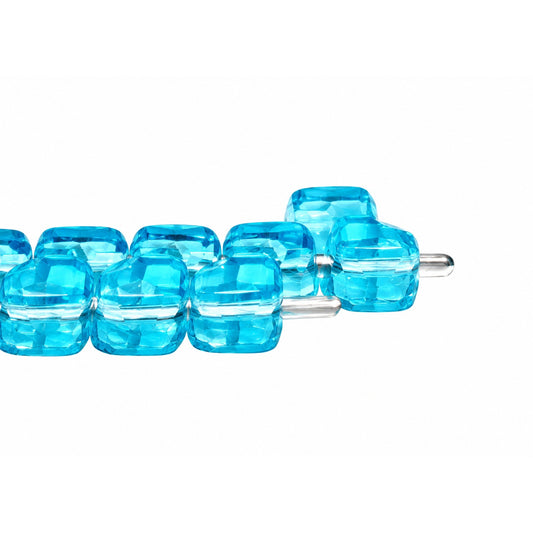 2-Hole Pressed Beads, Transparent Aqua (60020), Glass, Czech Republic