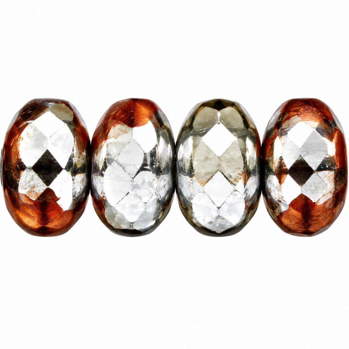 Special Cut Faceted Fire Polished Beads, Gc006 Crystal Silver Half Coating (gc006-27001), Glass, Czech Republic