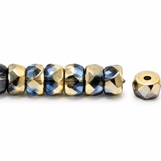 Faceted Special Cut Beads Rondelle, Cobalt Gold (30050-26441), Glass, Czech Republic