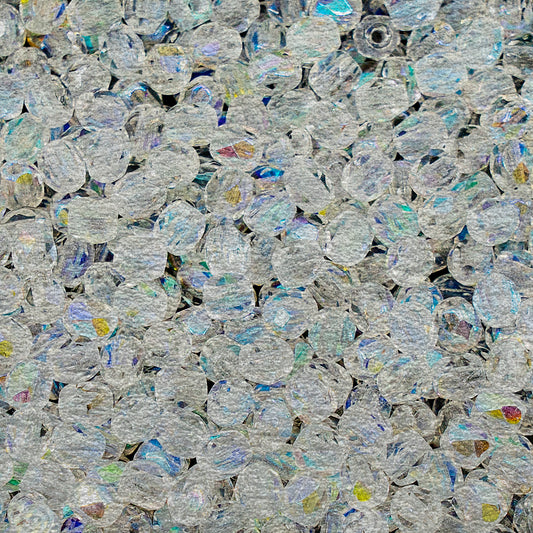 Faceted Round Fire Polished Beads, Crystal Ab Silver Gray (00030-28701-34301), Glass, Czech Republic