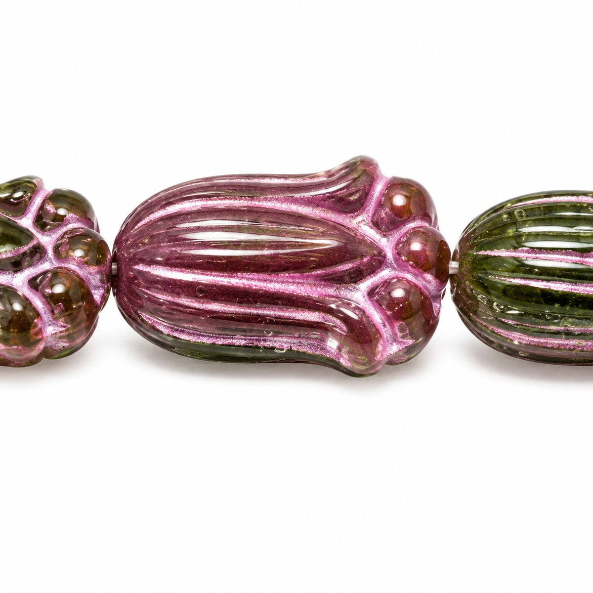 Tulip Flower Beads, X3185 Pink Lined (x3185-54321), Glass, Czech Republic