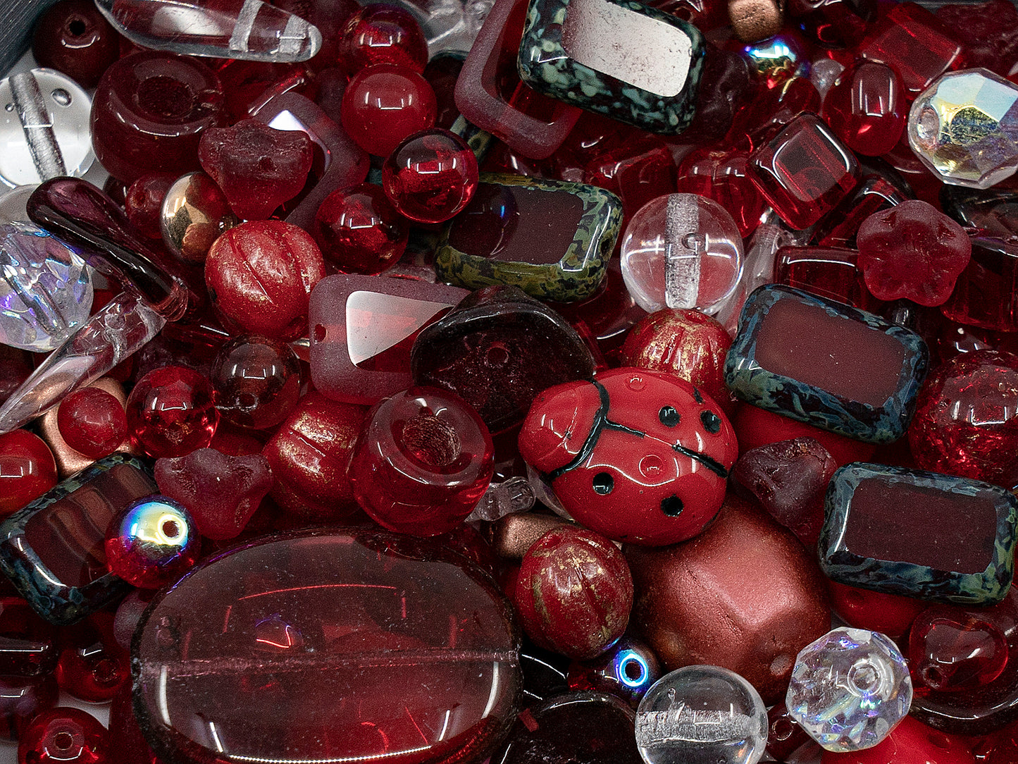 OUTLET Mix Of Unique Czech Bohemia Glass Pressed Beads,  mm, Glass, Czech Republic