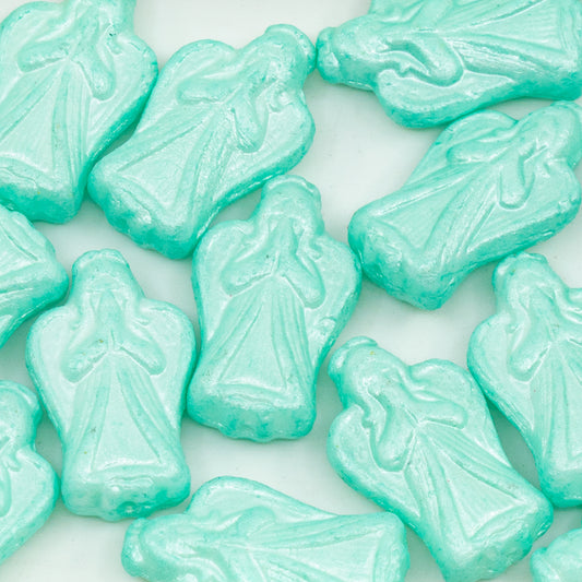 OUTLET 250g/50g Angel Beads, 23 x 13 mm, White Pastel Pearl Turquoise (02010-77752), Glass, Japan