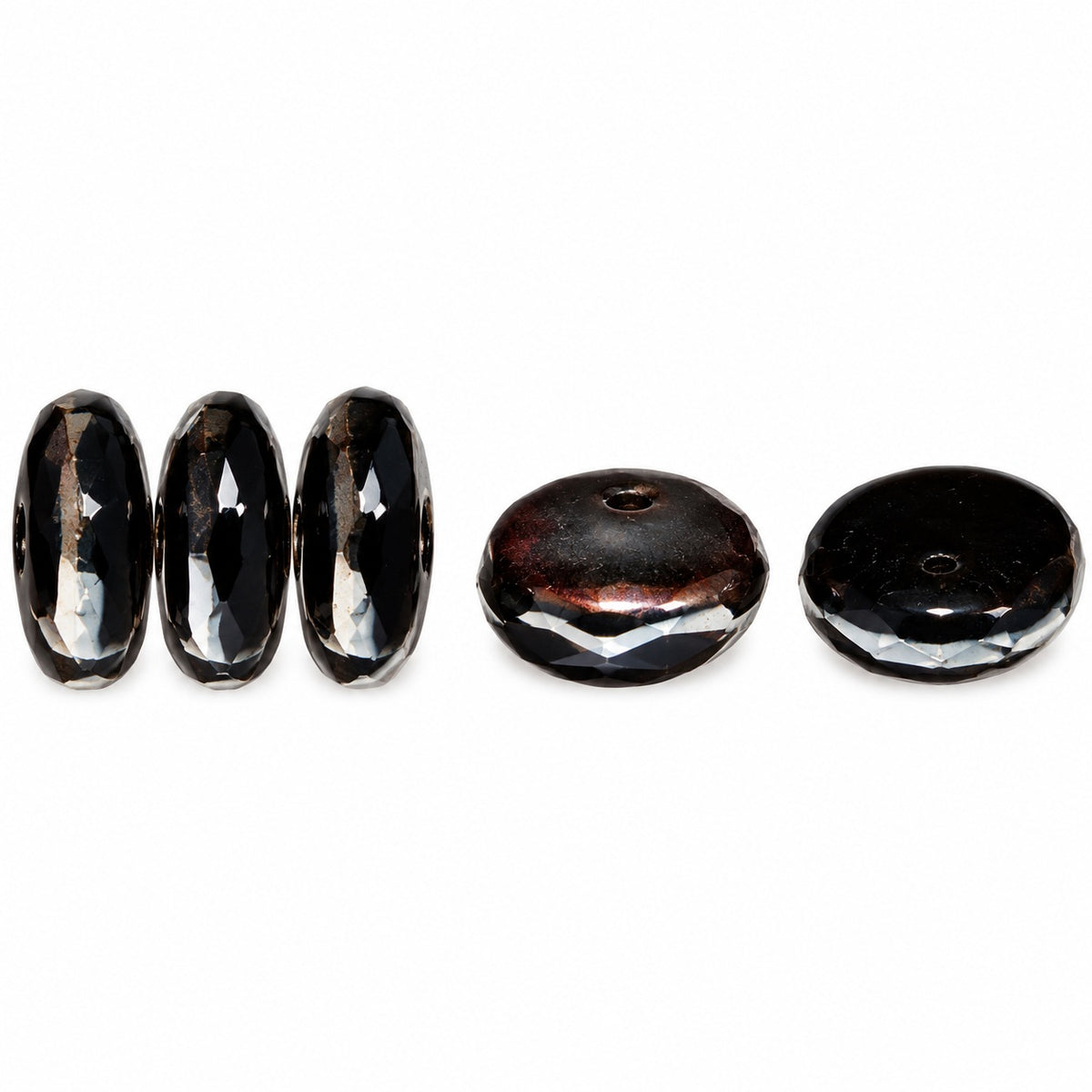 Lentil Round Beads, Black 29111 (23980-29111), Glass, Czech Republic