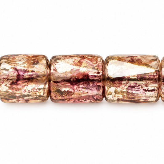 Faceted Special Cut Beads, Transparent Yellow Terracotta Violet (80130-15496), Glass, Czech Republic