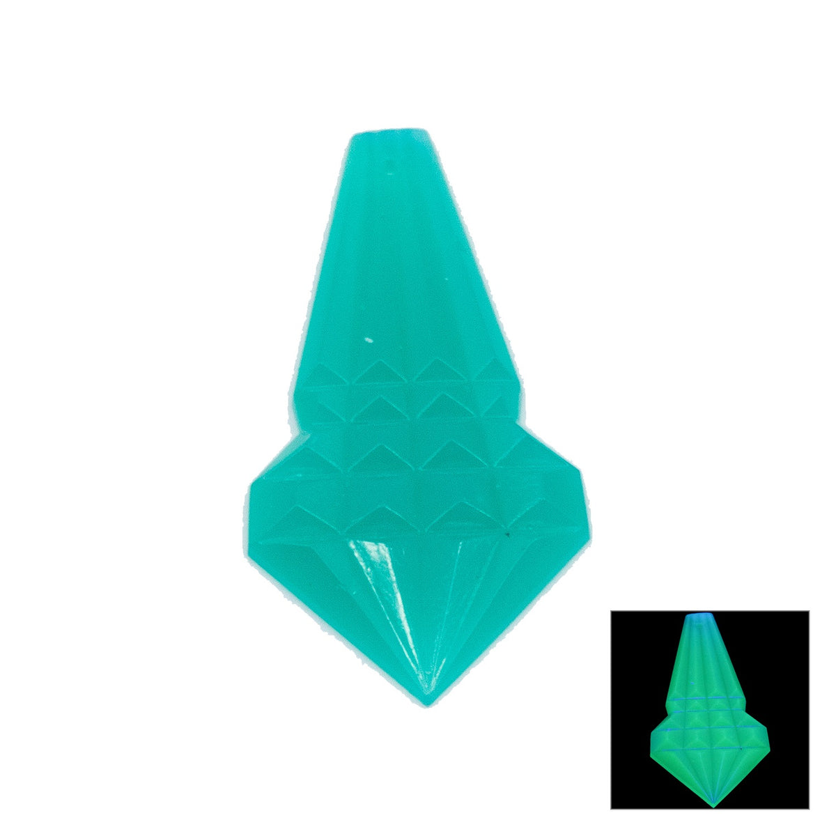 1 pc Uranium Chandelier Trimming Pyramid Cut Prism Pendant (approx. 63x32mm), Opal Turquoise, Hand Cut and Polished Glass, Czech Republic, OUTLET