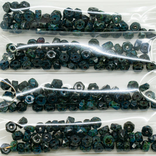 OUTLET 10 grams Flower Beads, 3 x 6 mm, Black Travertin (23980-86800), Glass, Czech Republic