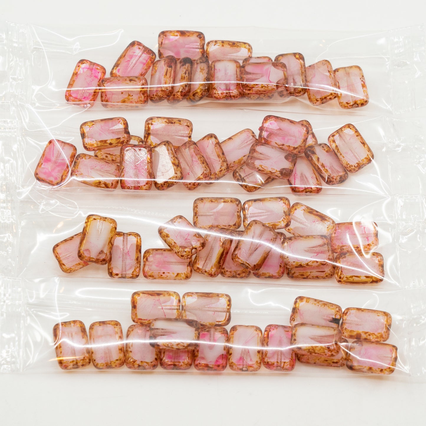 OUTLET 10 grams Table Cut Rectangle Beads, Mix Crystal White D0104 (06008-D0104), Glass, Czech Republic