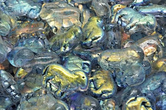 Sheep Pressed Beads, Crystal Ab Light Gray (00030-28701-34311), Glass, Czech Republic