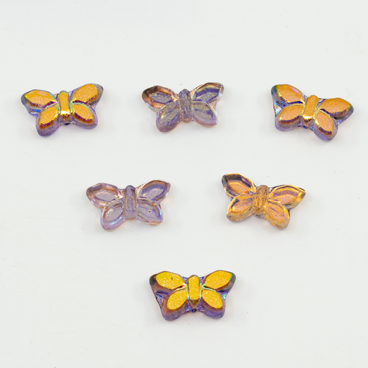 アウトレット 5グラム テーブルカットバタフライビーズ、20 x 12 mm、光沢のあるパープルゴールド（48107）、ガラス、チェコ共和国