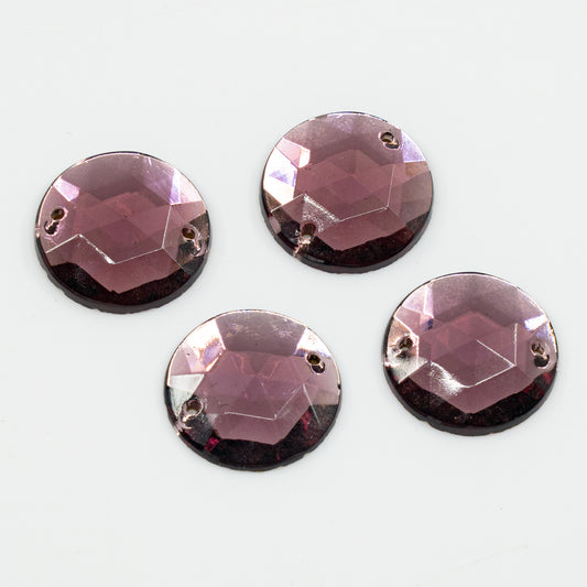 OUTLET 10 grams Pressed Cabochon (Without Hole), 21 x 21 mm, Amthyst F 2Hole Rou (amthyst-F-2hole-rou), Glass, Czech Republic