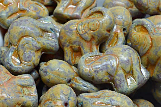 Elephant Beads, Orange Travertin Matte (81260-86800-84100), Glass, Czech Republic